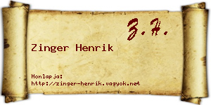Zinger Henrik névjegykártya